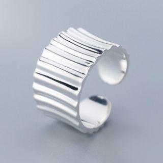 925 Sterling Silver Textured Open Ring S925 Silver - Ring - One Size