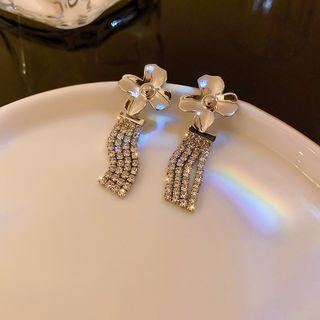 Bow Rhinestone Alloy Fringed Earring 1 Pair - Silver - One Size