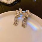 Bow Rhinestone Alloy Fringed Earring 1 Pair - Silver - One Size