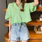Short-sleeve Button-up Hoodie