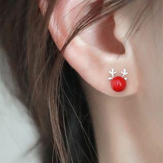 925 Sterling Silver Bead Deer Earring 1 Pair - 925 Silver - As Shown In Figure - One Size