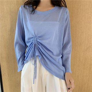 Long-sleeve Drawstring Light Knit Top
