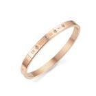 Fashion And Simple Plated Rose Gold Roman Numeral 316l Stainless Steel Bangle With Cubic Zirconia Rose Gold - One Size