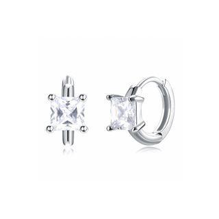 Sterling Silver Fashion Simple Geometric Square Cubic Zircon Stud Earrings Silver - One Size