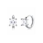 Sterling Silver Fashion Simple Geometric Square Cubic Zircon Stud Earrings Silver - One Size