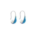 Sterling Silver Simple Creative Blue Geometric Freshwater Pearl Earrings Silver - One Size