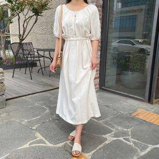 Two-way Tie-waist Long Linen Dress