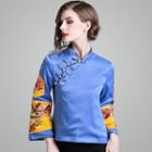 Long-sleeve Embroidered Panel Cheongsam Top