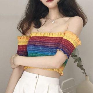 Off-shoulder Short-sleeve Cropped Top As Shown In Figure - One Size