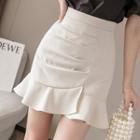 Ruffled Hem Mini Pencil Skirt