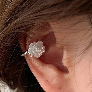 Rose Alloy Cuff Earring 1 Pair - White - One Size