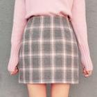 Elasticized Plaid Mini Skirt