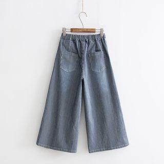 Pinstriped Wide Leg Jeans