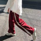 Contrast Trim Wide-leg Pants Red - One Size
