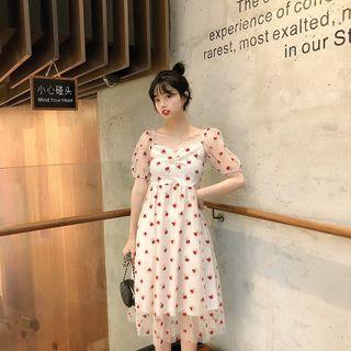 Flower Embroidered Midi A-line Dress