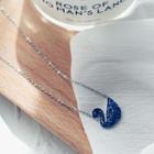 Alloy Swan Pendant Necklace Dark Blue Swan - Silver - One Size