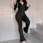 Long-sleeve Hooded Zip-up Jumpsuit
