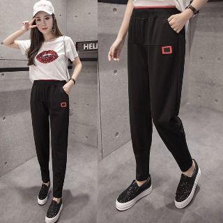 Applique Gather Cuff Sweatpants