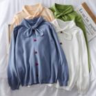 Ribbon-neckline Knit Sweater