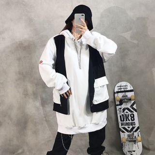 Mock Two-piece Fleece Lining Sweatshirt