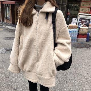 Fleece Stand Collar Zip Coat