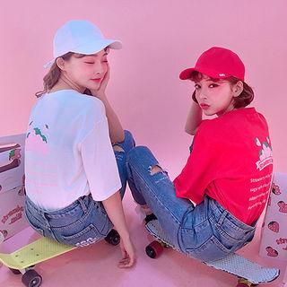 Strawberry Milk Lettering Cotton Baseball Cap