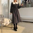 Contrast-collar Patterned Dress
