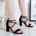 Crisscross Ankle-strap Chunky-heel Sandals