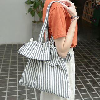 Striped One-shoulder Canvas Bag  - As Shown In Image