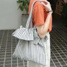 Striped One-shoulder Canvas Bag  - As Shown In Image