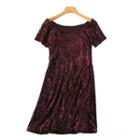 Velvet Short-sleeve A-line Dress