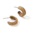 Open Hoop Stud Earring 1 Pair - Silver Needle Earrings - Coffee - One Size
