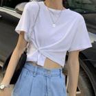 Asymmetrical Short-sleeve Cropped Top