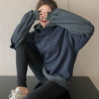 Mock Two-piece Hoodie Dark Gray - One Size