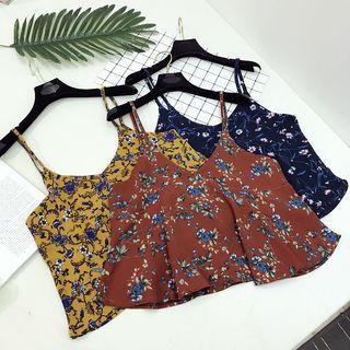 Floral V-neck Cropped Camisole Top