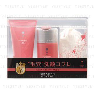 Poreless Labo - Pore Face Wash Set: Pore Foaming Gel 70g + Pore Matera Powder 30g + Foaming Net 1 Pc 3 Pcs