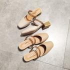 Faux Leather Block Heel Mary Jane Mules