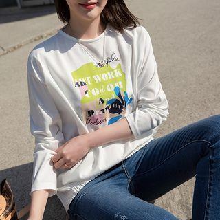 Printed Banded-hem T-shirt