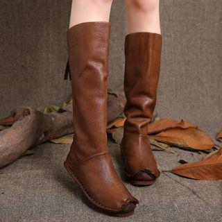 Genuine-leather Long Boots
