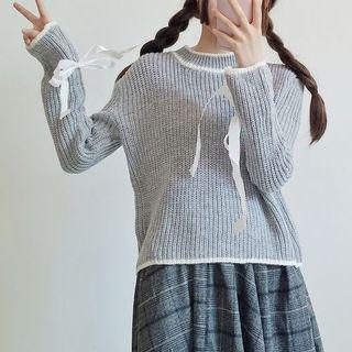 Bow Contrast Trim Sweater