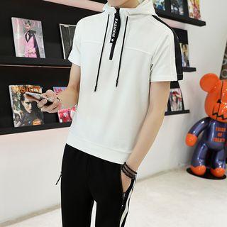 Set: Short-sleeve Mock-neck Hoodie + Sweatpants