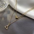 Layered Triangle Pendant Necklace Js6085 - Gold - One Size
