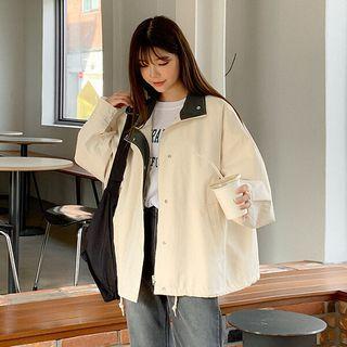 Drawcord-hem Two-tone Jacket