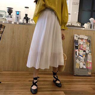 Midi Accordion Pleat Skirt White - One Size