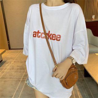 Lettering Butterfly Print Short-sleeve T-shirt