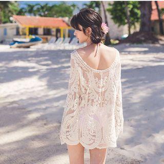 Long-sleeve Lace Swim Cover-up