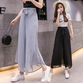 High-waist Plain Split Hem Pants