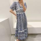 Short-sleeve Crochet Maxi Dress