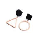 Simple Personality Plated Rose Gold 316l Stainless Steel Geometric Round Triangle Asymmetric Earrings Rose Gold - One Size