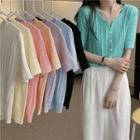 Short-sleeve Chunky Knit Cardigan